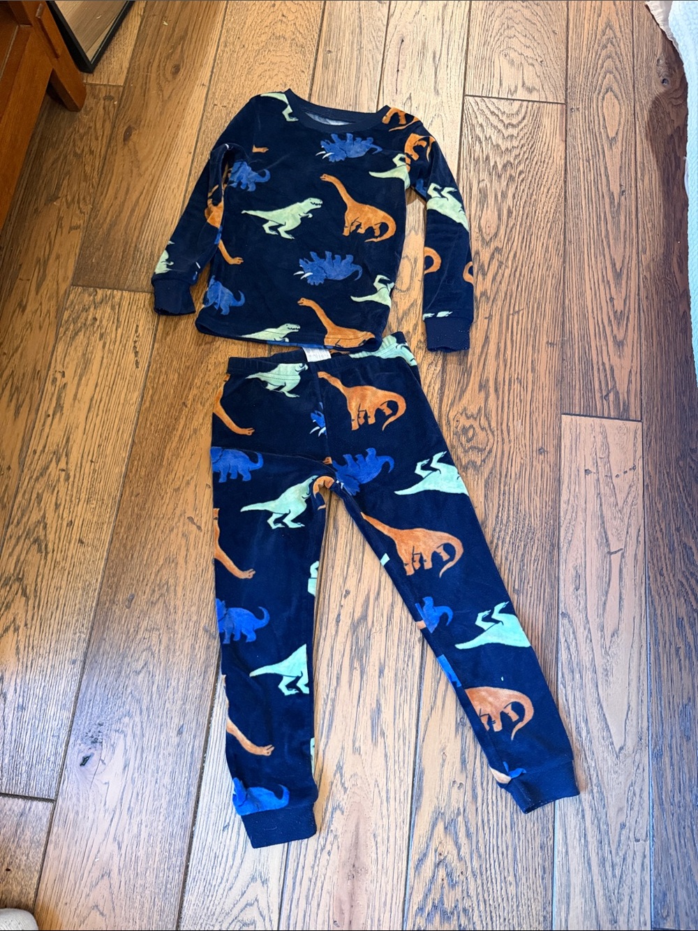 Carter's Navy Dinosaur Pajama Set with Orange, Blue & Light Green Dinosaurs